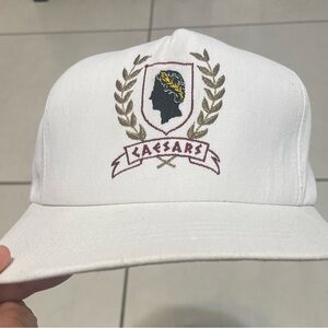 Vintage Caesars Palace Las Vegas White  Snapback Hat Cap
